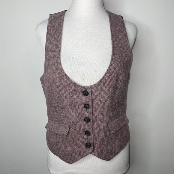 GAP Jackets & Coats Gap Womens Burgundy Wool Tweed Vest Hipster